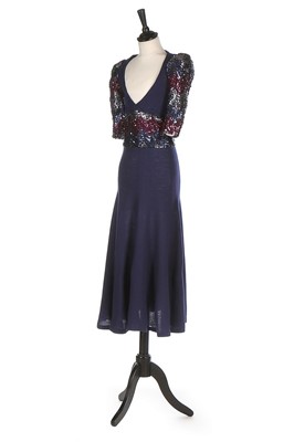 Lot 342 - A Biba sequinned and navy jersey dress, circa...