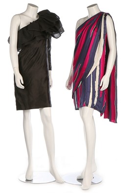 Lot 345 - A Lanvin couture black gazar and satin...