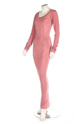 Lot 351 - An Azzedine Alaia pink knitted rayon evening...