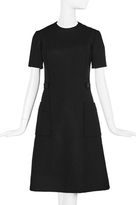 Lot 154 - A Christian Dior London black wool crêpe dress, 1969-70