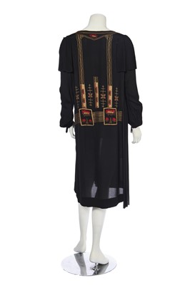 Lot 407 - A finely embroidered and pleated crêpe dress, circa 1924