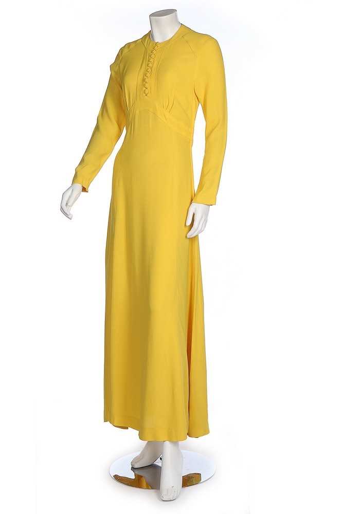 Click for high resolution Lot 29 - An Ossie Clark for Radley yellow moss crêpe...
