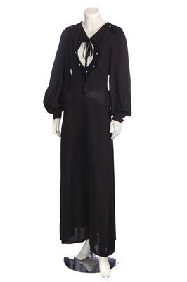 Lot 329 - An Ossie Clark for Radley black moss crêpe dress, 1970s