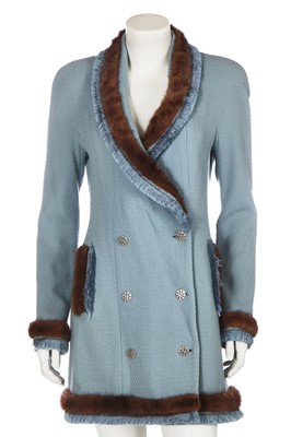 Lot 108 - A Christian Dior by John Galliano baby-blue wool coat-dress, 'Dior's Little Sweetheart Pin-Ups' collection, Autumn-Winter 1997-98