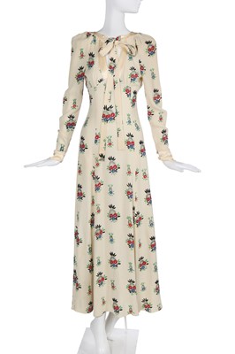 Lot 163 - An Ossie Clark/Celia Birtwell printed ivory moss crêpe dress, 1974