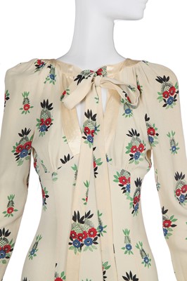 Lot 163 - An Ossie Clark/Celia Birtwell printed ivory moss crêpe dress, 1974
