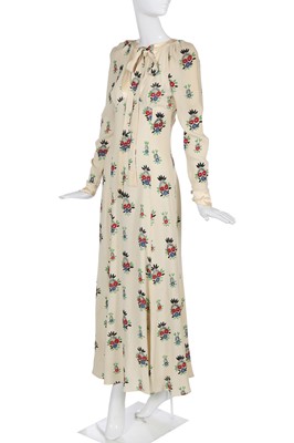 Lot 163 - An Ossie Clark/Celia Birtwell printed ivory moss crêpe dress, 1974