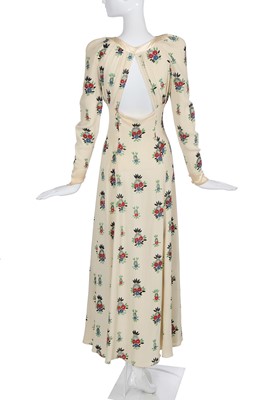 Lot 163 - An Ossie Clark/Celia Birtwell printed ivory moss crêpe dress, 1974