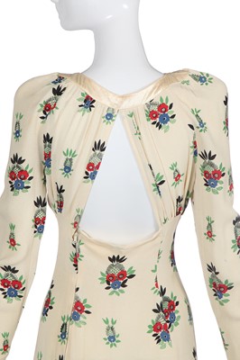 Lot 163 - An Ossie Clark/Celia Birtwell printed ivory moss crêpe dress, 1974