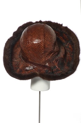 Lot 290 - Two Christian Dior mink-trimmed hats, circa 1965