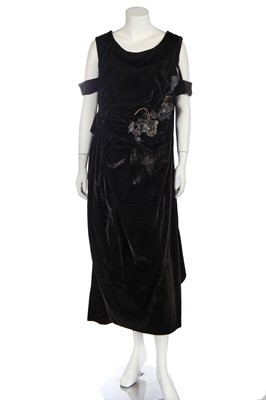 Lot 400 - A dark brown velvet dress, circa 1920