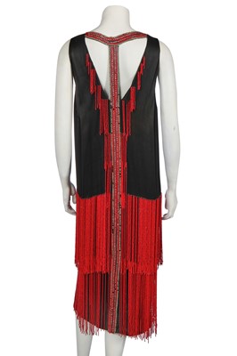 Lot 401 - A beaded black satin flapper dress, circa 1925