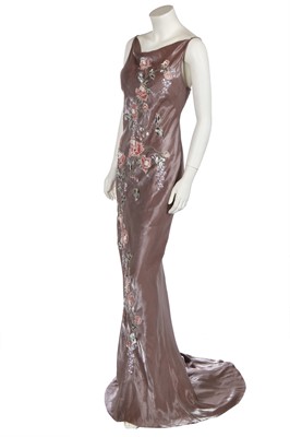 Lot 166 - A Bellville Sassoon/Lorcan Mullany hand-embellished silver and bronze shot rayon gown, late 1990s