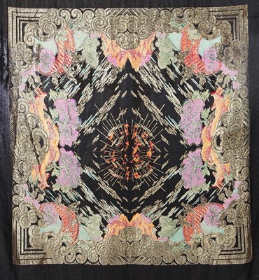 Lot 428 - A Cantonese silk lamé shawl, Chinese 1920s