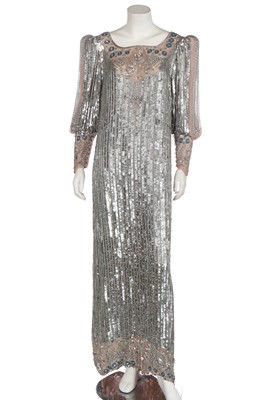 Lot 203 - A Louis Féraud sequined chiffon evening gown, 1980s