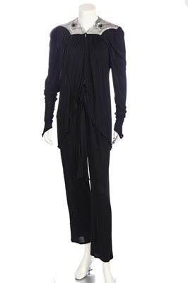 Lot 242 - An Ossie Clark black jersey ensemble, 1980s