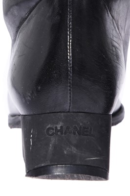Lot 3 - A pair of Chanel black lambskin leather boots, circa 2002