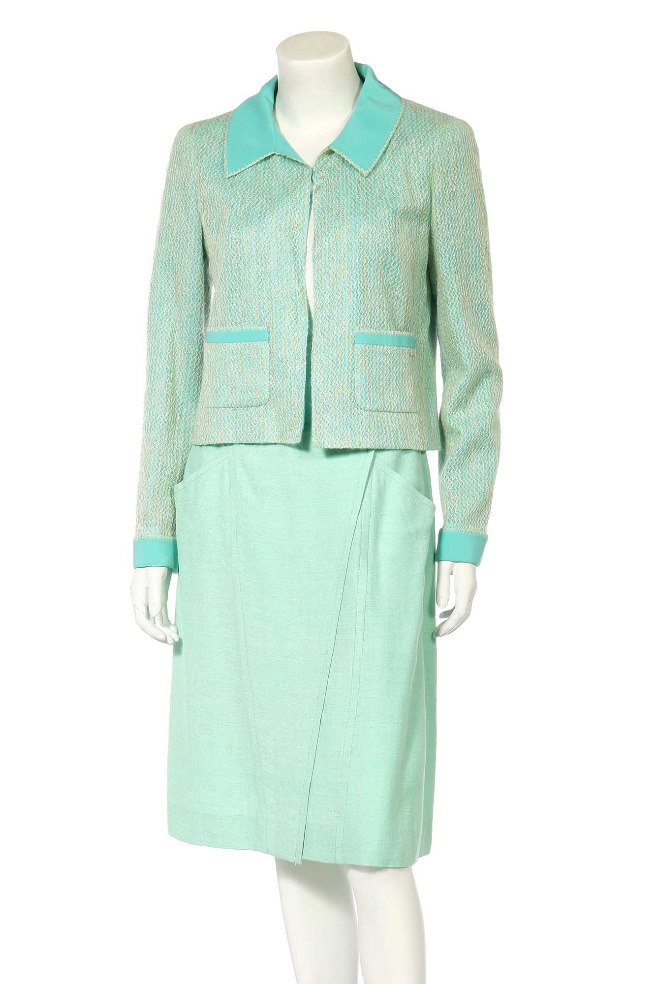 Lot 33 - A Chanel silk and mohair jacket woven in pastel shades, Cruise collection 2001