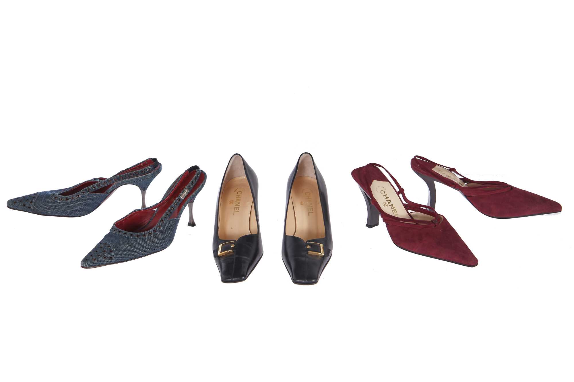 Lot 48 - Three pairs of Chanel shoes, early 2000s