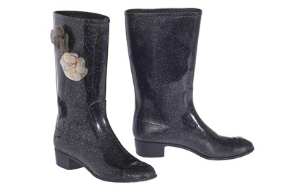 Lot 51 - A pair of Chanel glitter Wellington boots, early 2000s