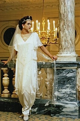 Lot 330 - A Catherine Buckley bespoke 'Guinevere' tabard bridal gown, early 1980s