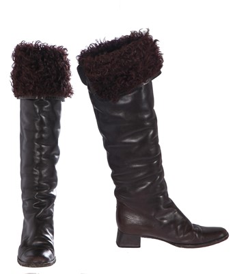 Lot 31 - A pair of Chanel brown lambskin leather boots, circa 2002
