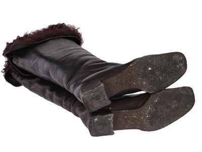 Lot 31 - A pair of Chanel brown lambskin leather boots, circa 2002