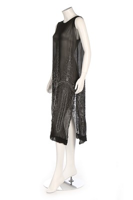 Lot 363 - A beaded black chiffon flapper dress, mid...