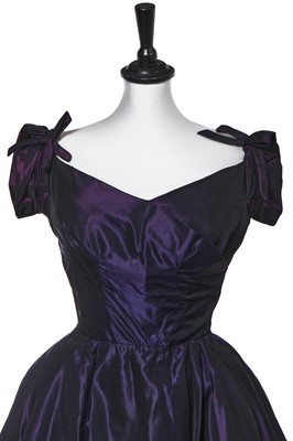Lot 104 - A Christian Dior London black/purple shot taffeta cocktail dress, circa 1954