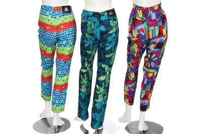 Lot 173 - A group of Versace summer clothing in bright and colourful prints, mainly 1990s