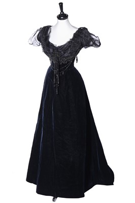 Lot 438 - A Jay's of Regent St., London midnight-blue velvet evening gown, circa 1905