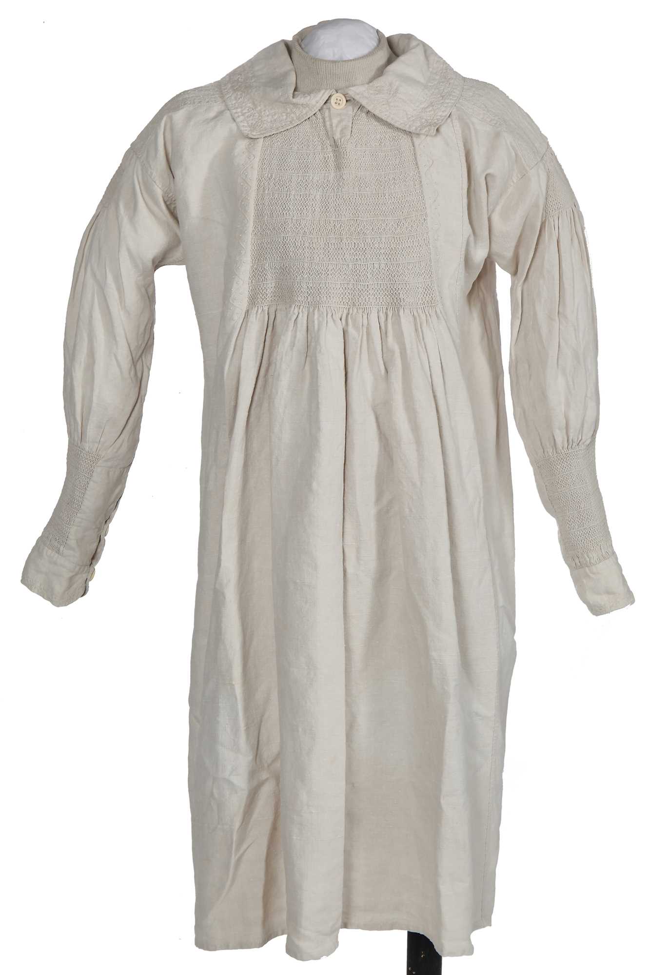 Lot 449 - A good embroidered linen farmer's smock, late 19th century