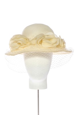 Lot 290A - A Christian Dior ivory organza hat, probably bridal, late 1970s-early 1980s