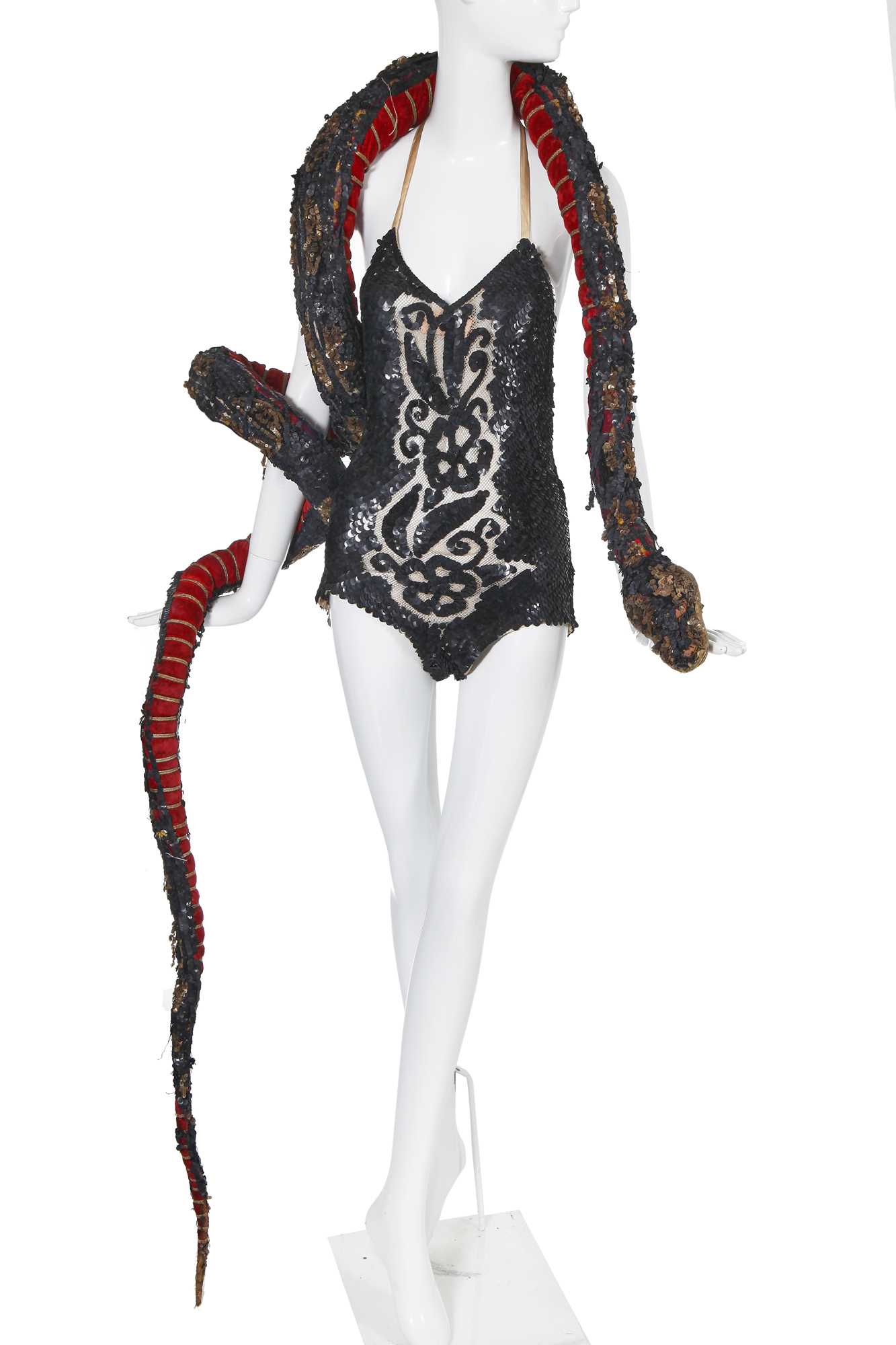 Lot 93 - Four Erté gold and pink sequinned halterneck bodies for 'Mètal', 1930s