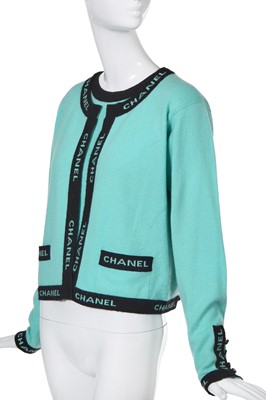Lot 12 - A Chanel turquoise knit twinset, early 1990s