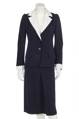 Lot 184 - A Christian Dior navy wool summer suit, 1980s