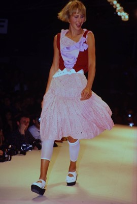 Lot 197 - A Vivienne Westwood white cotton corset ensemble, circa 1987