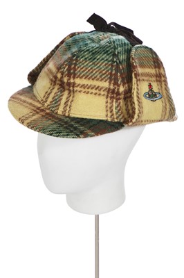 Lot 199 - A Vivienne Westwood tweed deer-stalker hat, 'Time Machine' collection, Autumn-Winter 1988-89