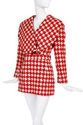 Lot 255 - A Vivienne Westwood red and cream houndstooth-checked wool ensemble, 'Voyage to Cythera' collection, Autumn-Winter 1989-90