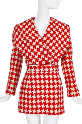 Lot 255 - A Vivienne Westwood red and cream houndstooth-checked wool ensemble, 'Voyage to Cythera' collection, Autumn-Winter 1989-90
