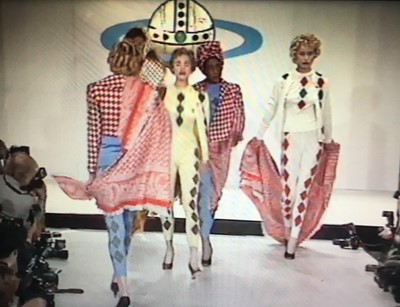 Lot 255 - A Vivienne Westwood red and cream houndstooth-checked wool ensemble, 'Voyage to Cythera' collection, Autumn-Winter 1989-90