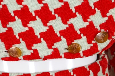 Lot 255 - A Vivienne Westwood red and cream houndstooth-checked wool ensemble, 'Voyage to Cythera' collection, Autumn-Winter 1989-90