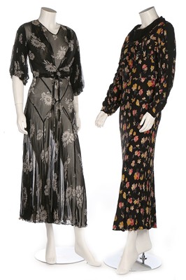 Lot 369 - Three garden party dresses, 1930s, one of...