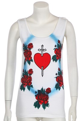 Lot 228 - A Sue Clowes air-gun and screen printed Heart and Roses t-shirt, 'Culture Club' collection, 1980-83