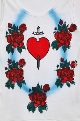 Lot 228 - A Sue Clowes air-gun and screen printed Heart and Roses t-shirt, 'Culture Club' collection, 1980-83