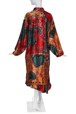 Lot 206 - Sue Clowes '999 Red Devil' print satin shirt/dress and skirt, Autumn-Winter 1985-86