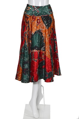 Lot 206 - Sue Clowes '999 Red Devil' print satin shirt/dress and skirt, Autumn-Winter 1985-86