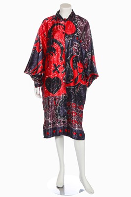 Lot 229 - Sue Clowes '999 Red Devil' print satin jacket and shirt-dress, Autumn-Winter 1985-86