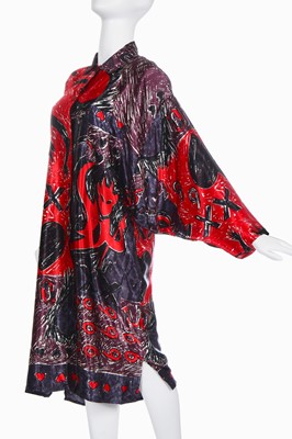 Lot 233 - Sue Clowes '999 Red Devil' print satin  jacket and shirt-dress, Autumn-Winter 1985-86