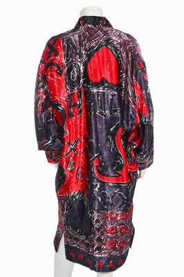 Lot 233 - Sue Clowes '999 Red Devil' print satin  jacket and shirt-dress, Autumn-Winter 1985-86